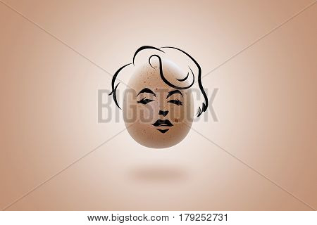 MSIDA MALTA- MARCH 28 2017: Caricature of Marilyn Monroe face. Egg-face concept. Sketch by hand. Illustration on a beige egg.