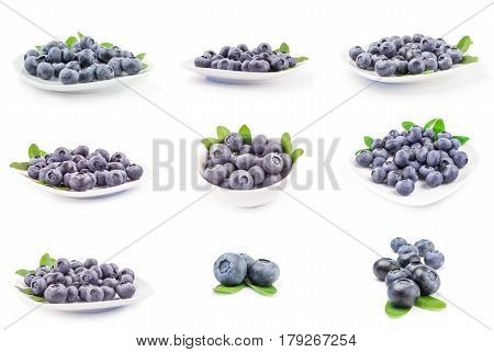 Set of huckleberry isolated on a white background cutout