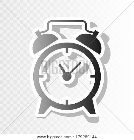 Alarm clock sign. Vector. New year blackish icon on transparent background with transition.