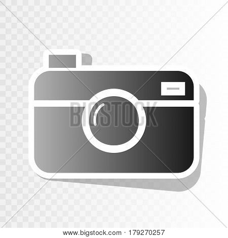Digital photo camera sign. Vector. New year blackish icon on transparent background with transition.
