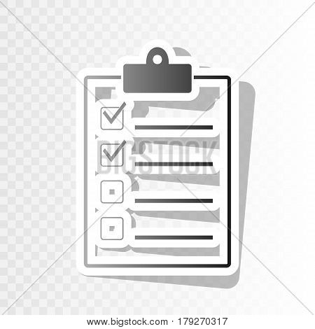 Checklist sign illustration. Vector. New year blackish icon on transparent background with transition.