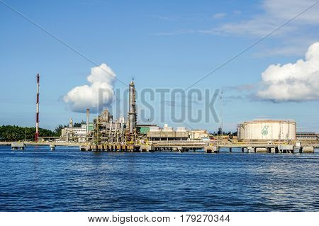Labuan,Malaysia-Mac 25,2017:View of the Petronas Methanol at Rancha Rancha Industrial,Labuan,Malaysia.Petronas Methanol Labuan engages in the production of methanol and Malaysian oil & gas.