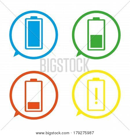 Battery icon set .Set of battery charge level indicators.