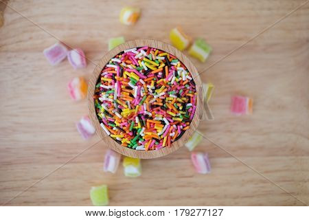 Sugar sprinkle dots decoration for cake and bekery at a children's party