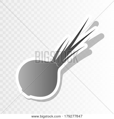 Onion sign. Salad ingredient. Healthy vegetable. Vector. New year blackish icon on transparent background with transition.