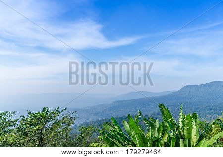 Beautiful Mountains Natural Landscape And Blue Sky From View Point Pangsida National Park Thailand.