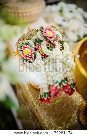 Flower garland for bride and groom (Thai traditional wedding)