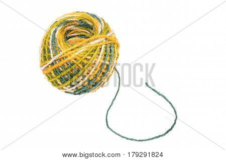 Colourful Hemp String Rope Isolated On White Background