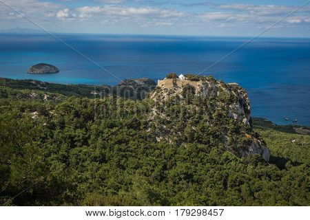Ruins Of Monolithos Castle On Rhodes Island In Greece