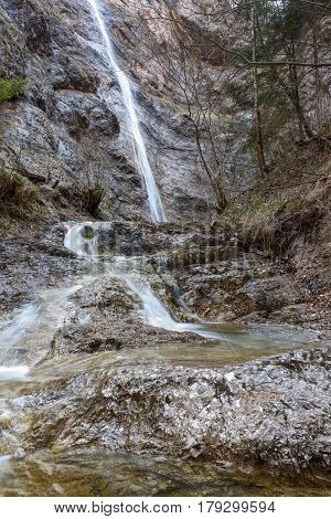 the high Nixenfall Waterfall in the Austrian Alps