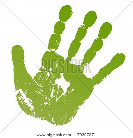 Vector illustration old man green hand print isolated on white background