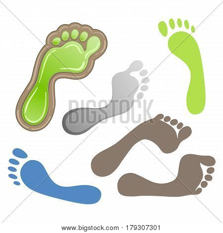 Vector illustration man woman colored foot print isolated on white background