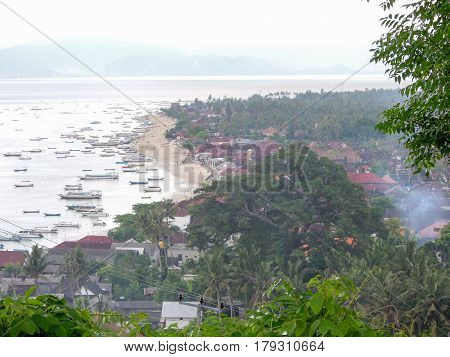 View of the northern coast of the island of Lembongan and Jungutbatu village