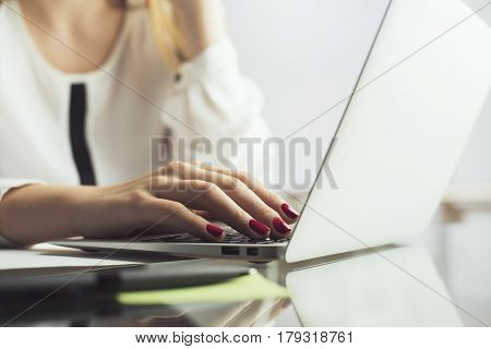 Female Using Laptop