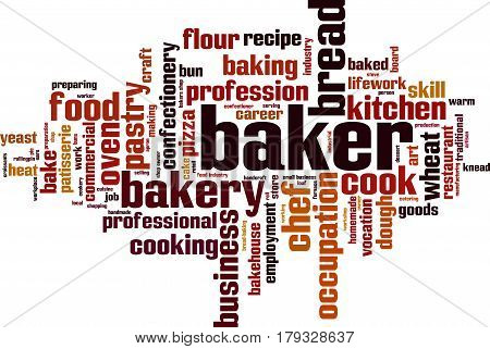 Baker word cloud concept. Vector illustration on white
