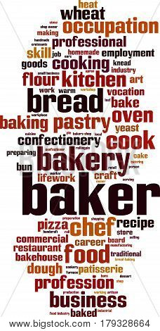 Baker word cloud concept. Vector illustration on white