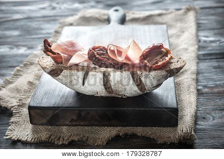 Rye Bread Sandwich With Ham And Sun-dried Tomatoes