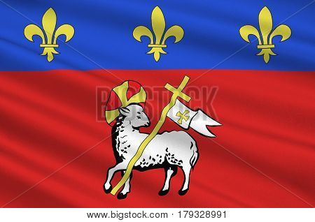 Flag of Rouen is a city on the River Seine in the north of France. It is the capital of the region of Normandy. 3d illustration