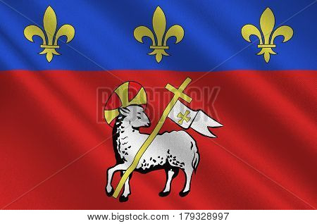 Flag of Rouen is a city on the River Seine in the north of France. It is the capital of the region of Normandy. 3d illustration