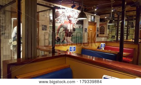 Honolulu - May 11 2016: Inside Of Bubba Gump Shrimp Co. Theme Restaurant And Market Based On The Mov