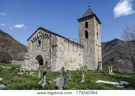 Roman Church of Santa Maria de la Asuncion in Coll (Catalonia - Spain). This is one of the nine churches which belongs to the UNESCO World Heritage Site.