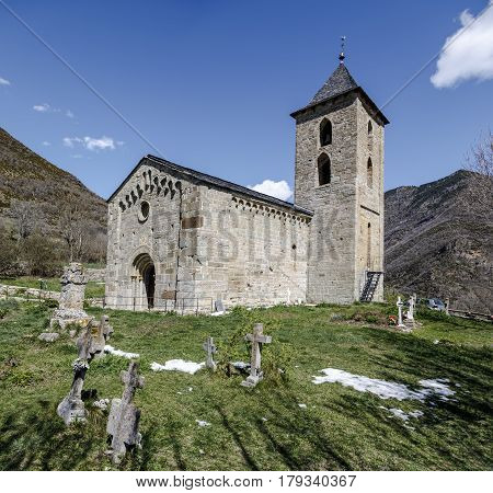 Roman Church of Santa Maria de la Asuncion in Coll (Catalonia - Spain). This is one of the nine churches which belongs to the UNESCO World Heritage Site.