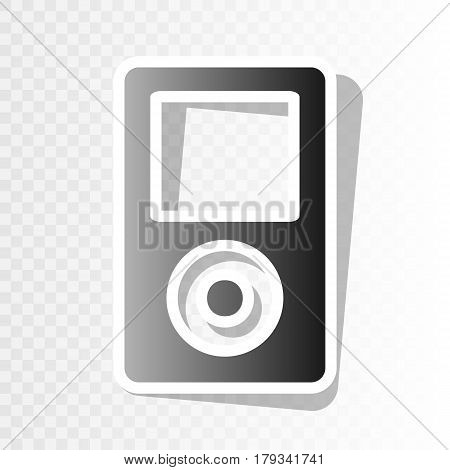 Portable music device. Vector. New year blackish icon on transparent background with transition.
