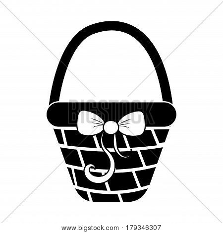 black contour hamper with blue ribbon bow decoration, vector illustration