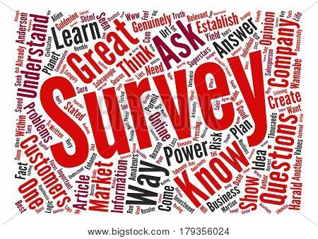 Why Great Companies Survey Martian Logic text background word cloud concept