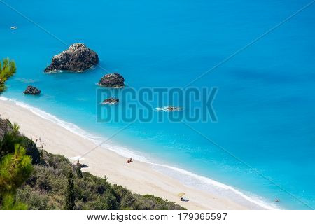 Megali Petra beach on the Lefkada island Greece