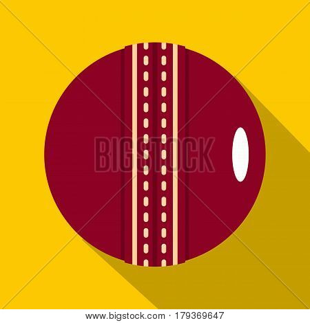 Red leather cricket ball icon. Flat illustration of red leather cricket ball vector icon for web isolated on yellow background