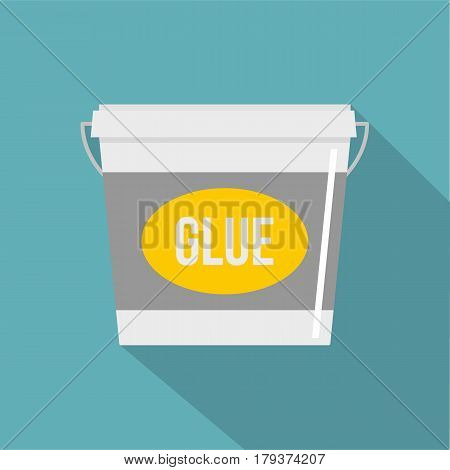 Glue bucket icon. Flat illustration of glue bucket vector icon for web isolated on baby blue background