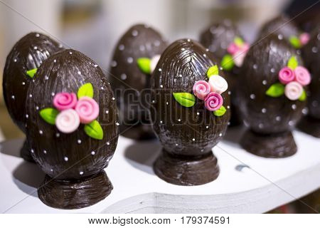 Easter Dark Chocolate Eggs With Flowers