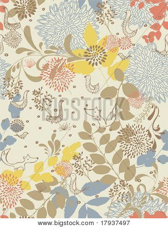 Vector Vintage Garden (Seamless Pattern)