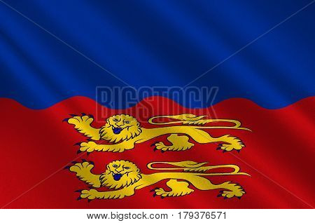 Flag of Calvados is a department in the Normandy region in northwestern France. 3d illustration