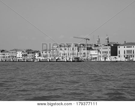 Giudecca Canal In Venice In Black And White