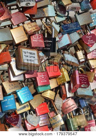 COLOGNE, GERMANY - MARCH 23, 2017: Love Lock Gallary of Cologne on March 23, 2017 in Germany, Europe