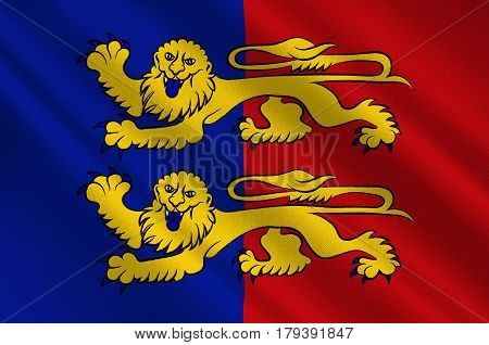 Flag of Manche is a French department in Normandy. 3d illustration