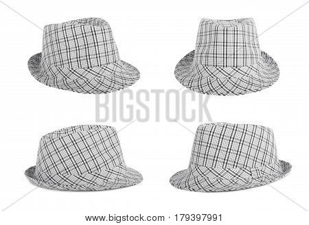 Monochrome Checked Hat For The Summer On An Isolated Background