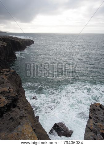 the rough sea at the irish coast