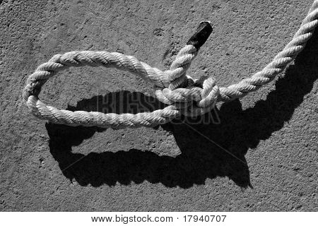 ขาวดำ bowline ตาข่ายเชือกทะเลและเงา