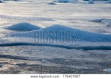 Frozen Ice on the lake Iceland winter natural landscape background