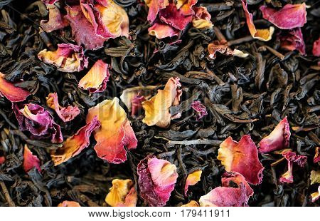 Black tea with rose petals, relaxation, enjoyment