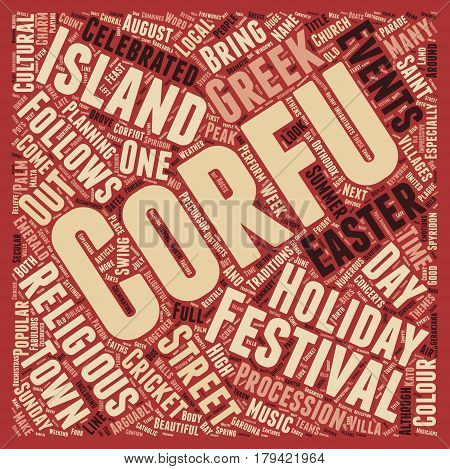 Corfu s Fabulous Festivals text background wordcloud concept