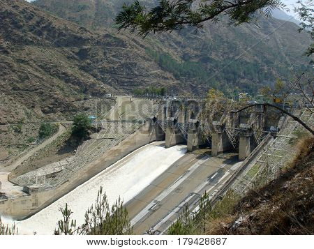 Pandoh dam in hills of state in india