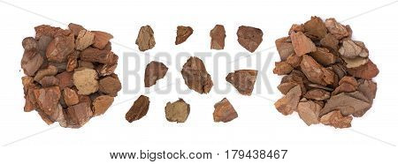 Heap Of Pine Tree Bark Chip Isolated