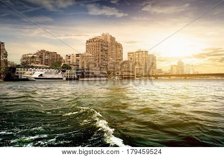 Modern buildings of Cairo on the Nile