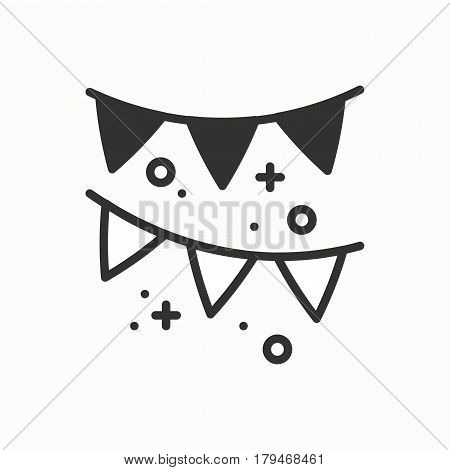 Confetti, tinsel icon. Falling tiny pieces. Party celebration birthday holidays event carnival festive. Thin line party basic element icon. Vector linear design. Illustration. Symbols. Congratulation