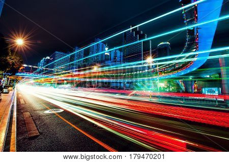 Night city motion in shenzhen diminishing perspective