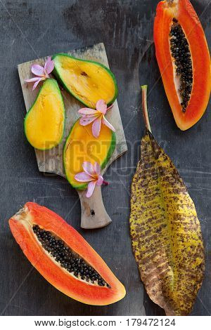 Fresh Tropical Fruits: Papaya And Mango